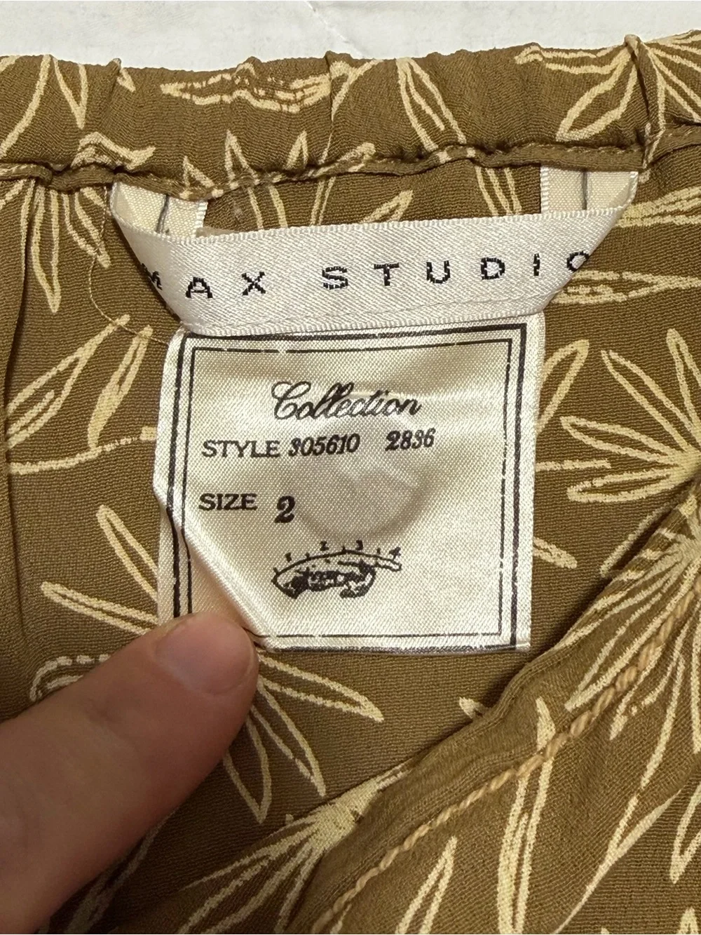 Max Studio Olive Green Floral A-Line Mini Skirt